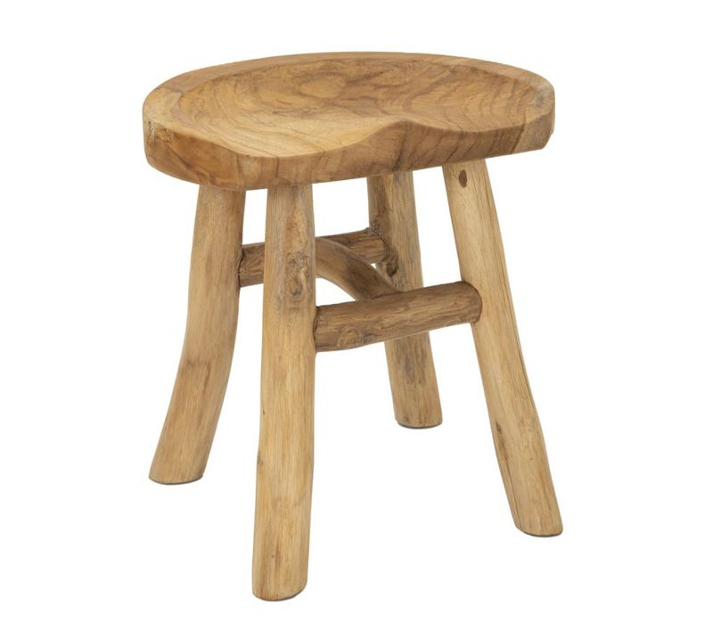 Tabouret Bas Natura 13, Bois, Marron, 40x32x42 Cm