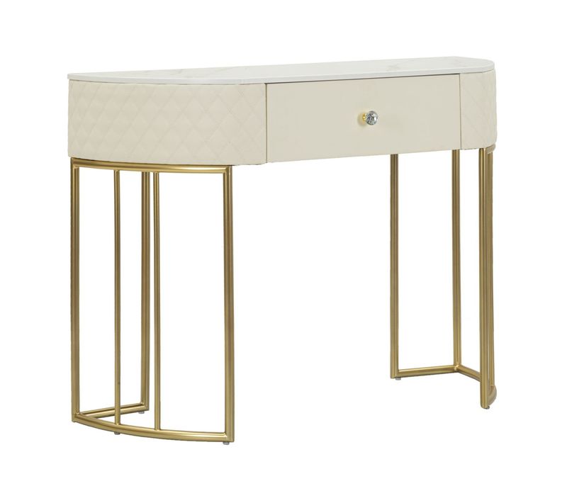 Table Console Ira, Bois, Blanc, 100x40x75 Cm