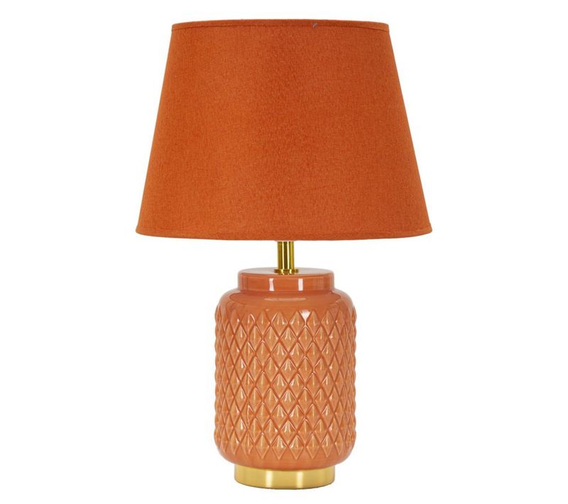 Lampe à Poser Mf113, Céramique, Orange, 28x28x44 Cm