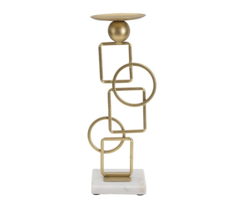 Bougeoir Mf343, Marbre, Or, 13x10x31,5 Cm