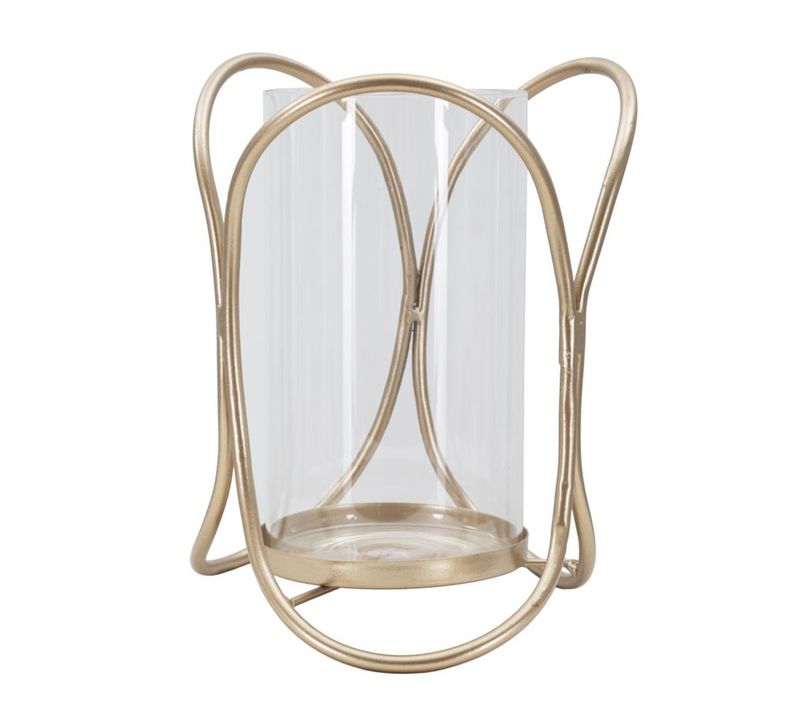 Bougeoir Lovage, Métal, Marron, 16x16x21,5 Cm