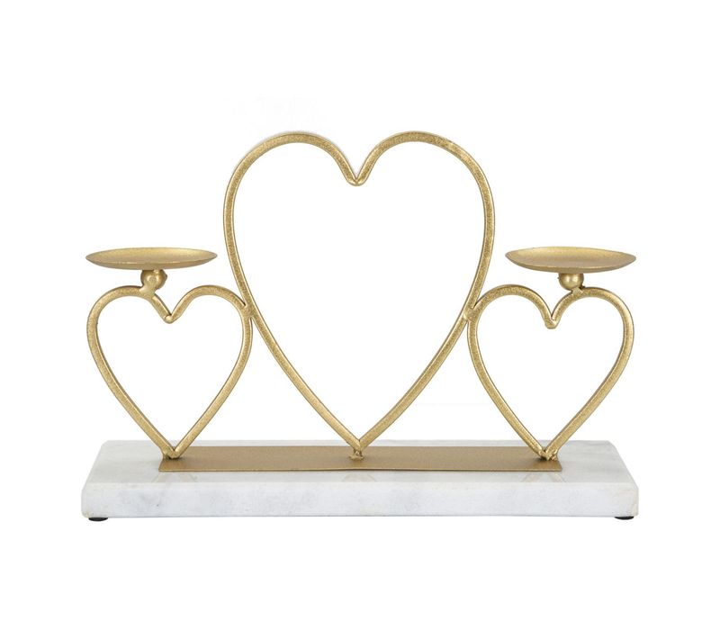 Bougeoir Mf338, Marbre, Or, 30x9x20 Cm