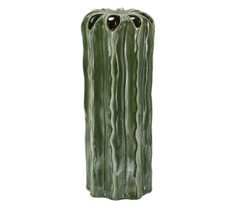 Vase Décoratif Neville, Céramique, Vert, 12x12x31,5 Cm