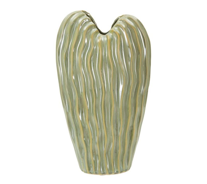 Vase Décoratif Lewisia, Céramique, Vert, 22x10x39 Cm