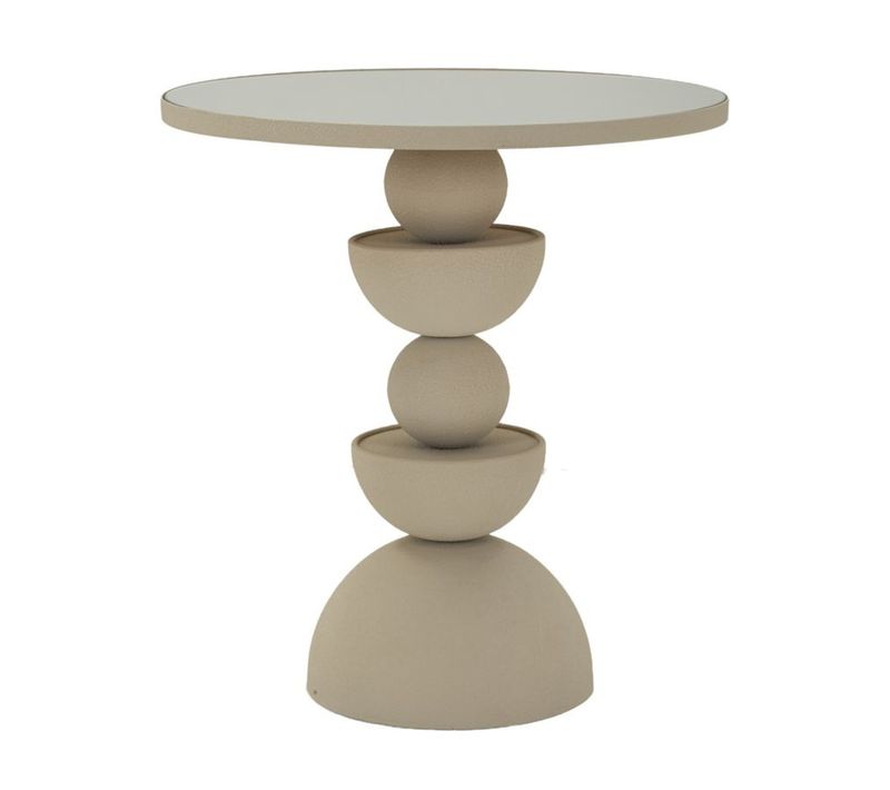 Table D'appoint Weigela, Métal, Beige, 45x45x49,5 Cm