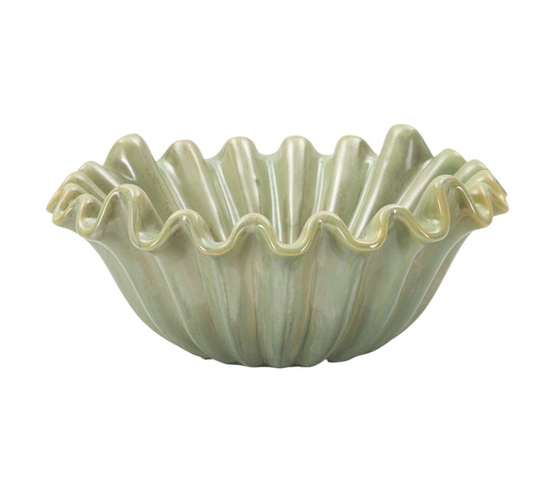 Plateau Julian, Céramique, Vert, 33x33x14,5 Cm