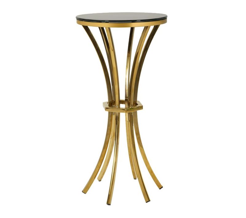 Table à Manger Mf880, Verre, Or, 40x40x81 Cm