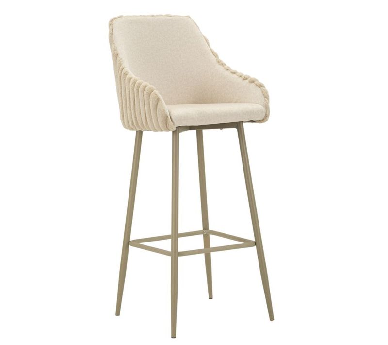Lot De 2 Tabourets Hauts Penh, Polyester, Beige, 52x46x111 Cm