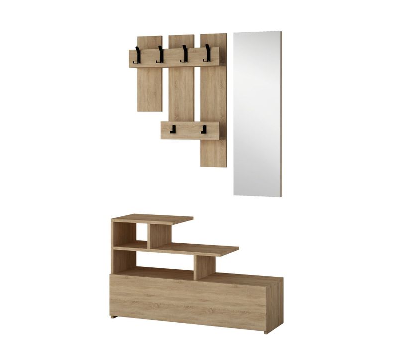 Vestiaire Avec Banc Et Miroir - L.100 X H.61 Cm - Marron