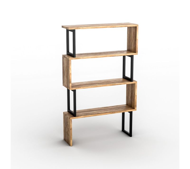 Etagère Bibliothèque Design Industriel Ceylan - L. 80 X H. 128 Cm - Noir