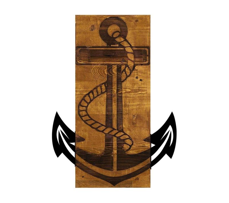 Décoration Murale En Bois Et Métal Walnut Ancre