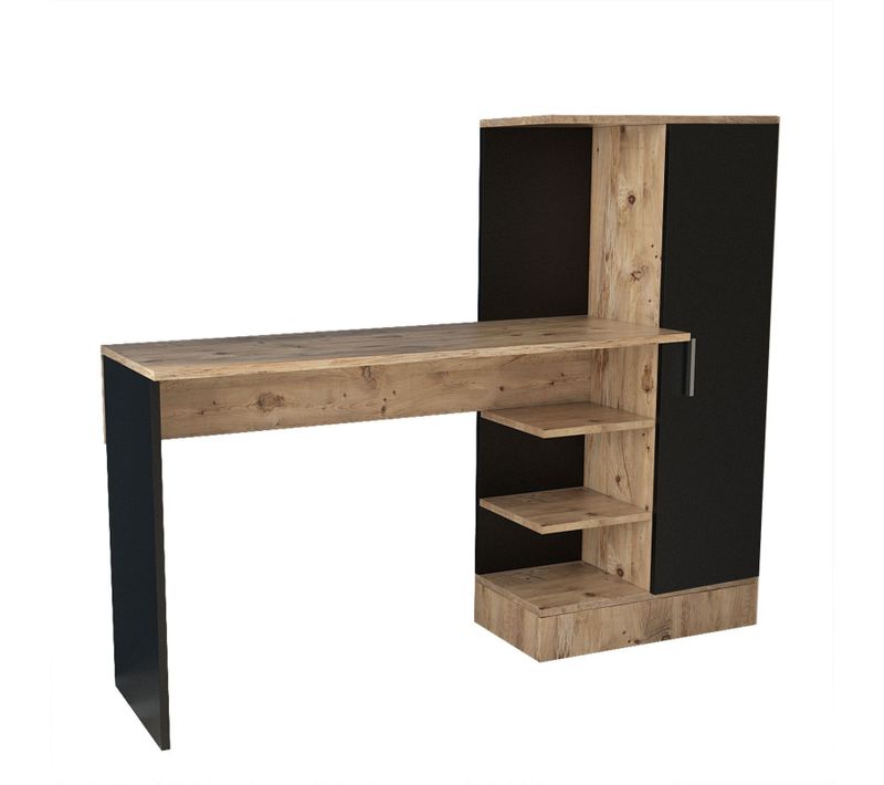 Bureau, Armoire Et Étagère Gretak Bois Naturel Et Noir