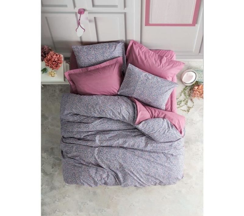 Parure De Lit - 1 Housse De Couette 220 X 240 Cm + 2 Taies D'oreiller 60 X 60 Cm - Rose