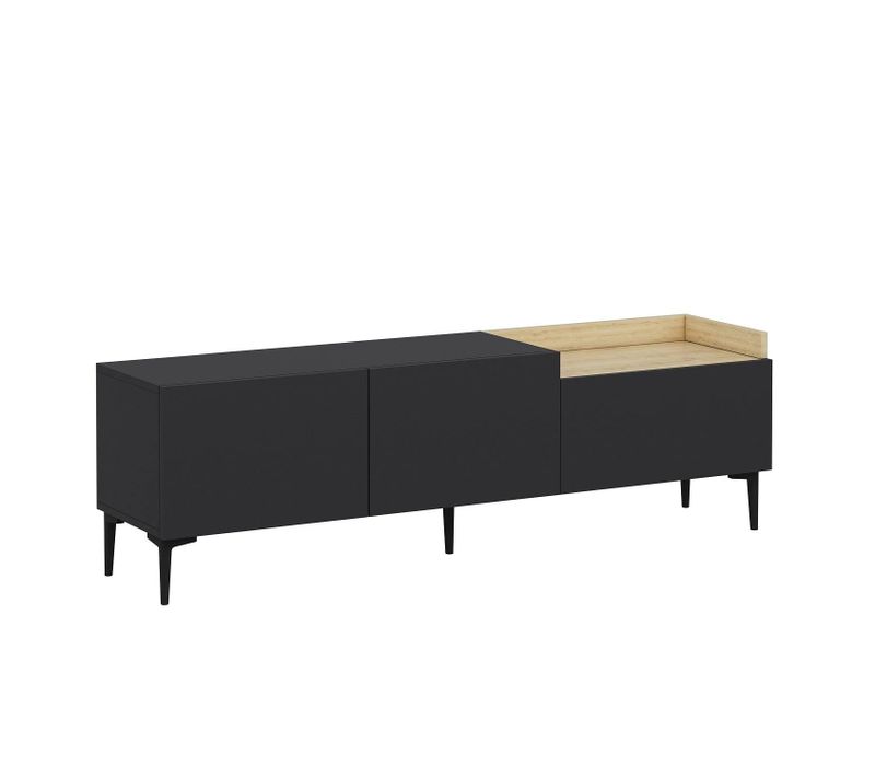 Meuble TV Sioux L160cm Bois Clair Et Anthracite