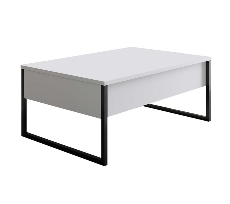 Luxe C Table Basse - 100 % Mélamine - Blanc, Noir