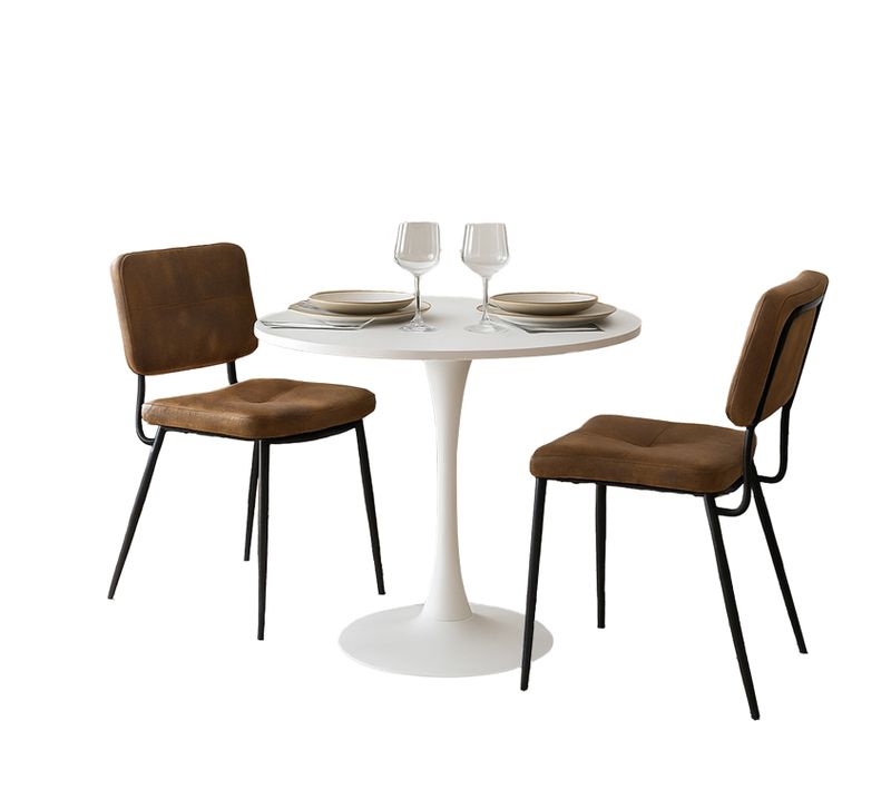 Ensemble Table Blanche + 2 Chaises Suédine