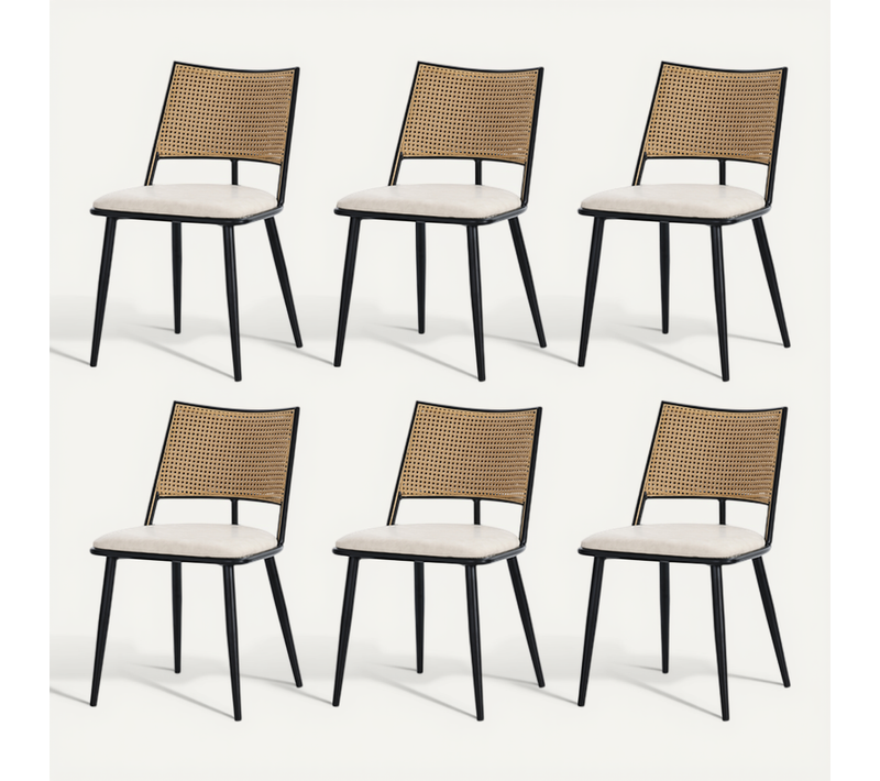 Lot De 6 Chaise Salle à Manger Avec Dossier En Rotin