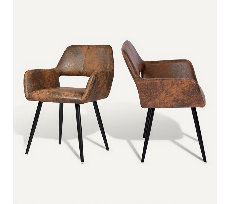 Chaise De Bureau Confortable Assise Rembourrée Style Scandinave Pieds Métal Marron