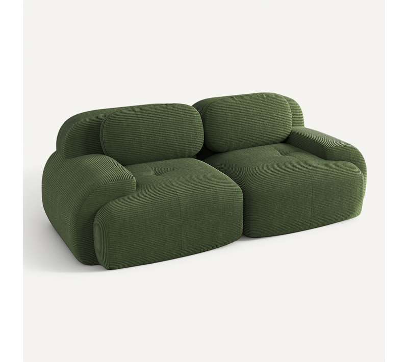 Canapé Modulable, 2 Places, Avec Accoudoirs, Revêtement En Velours Côtelé, Vert