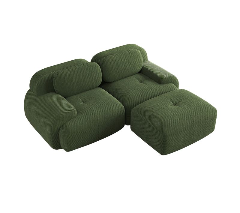 Canapé Modulable, 2 Places, Avec Accoudoirs, Revêtement En Velours Côtelé, Vert