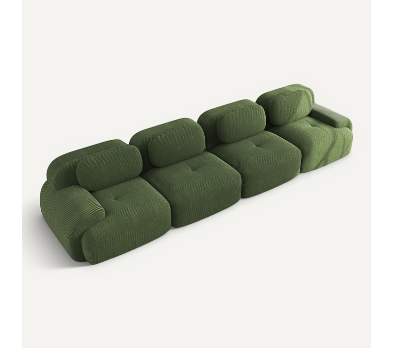 Canapé Modulable, 4 Places, Avec Accoudoirs, Revêtement En Velours Côtelé, Vert