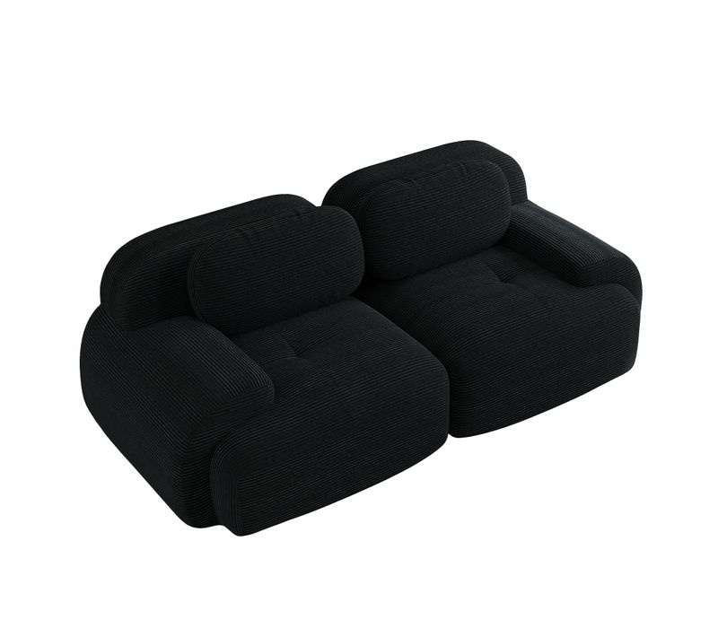 Canapé Modulable, 2 Places, Avec Accoudoirs, Revêtement En Velours Côtelé, Noir