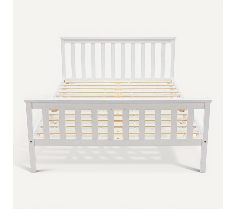 Lit Double En Bois 140 X 200 Cm, Bois Massif De Pin Avec Sommier à Lattes, Pour Adultes