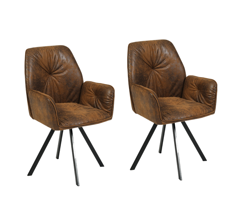 Lot De 2 Chaises Salle à Manger Pivotantes 360° En Velours Rembourré, Marron