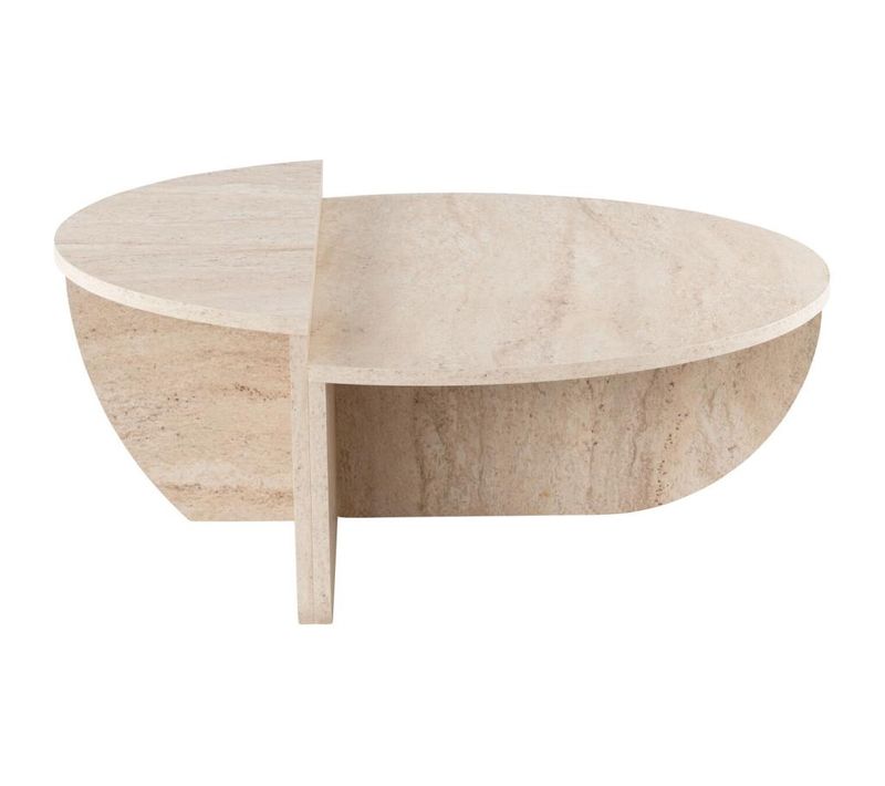 Lot De 2 Tables Basses - Effet Travertin Beige - Aloeva