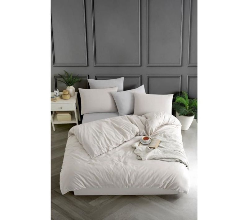 Parure De Lit - 1 Housse De Couette 220 X 240 Cm + 2 Taies D'oreiller 60 X 60 Cm - 70% Coton