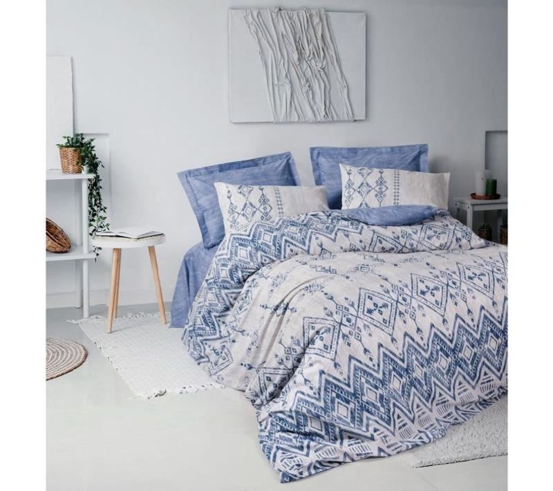Parure De Lit - 1 Housse De Couette 220 X 240 Cm + 2 Taies D'oreiller 60 X 60cm - Bleu