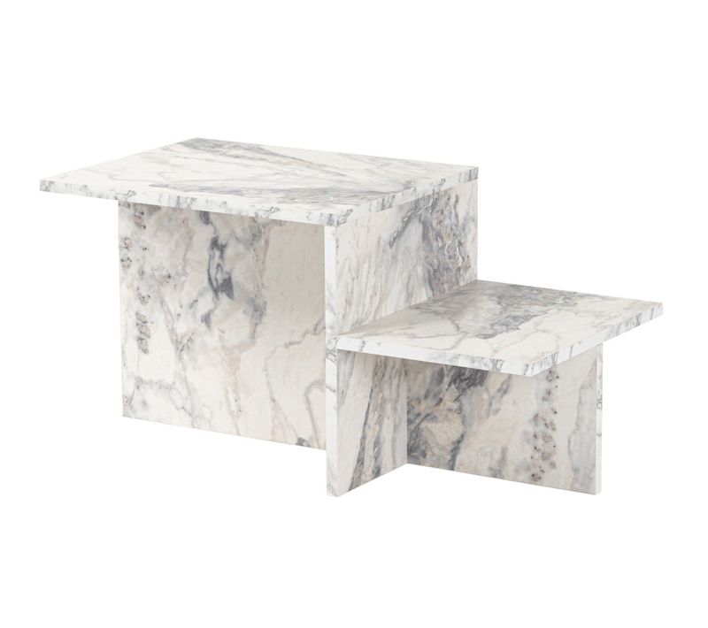 Table Basse - Harmony - Rectangulaire - Effet Marbre Freesia - 80 X 40 X 40 Cm