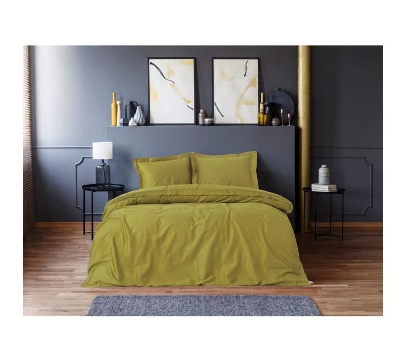 Parure De Lit - 1 Housse De Couette 220 X 240 Cm + 2 Taies D'oreiller 60 X 60 Cm - Vert