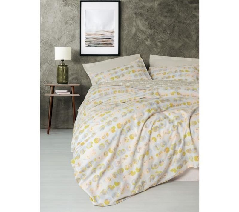 Parure De Lit - 1 Housse De Couette 220 X 240 Cm + 2 Taies D'oreiller 60 X 60 Cm - Beige