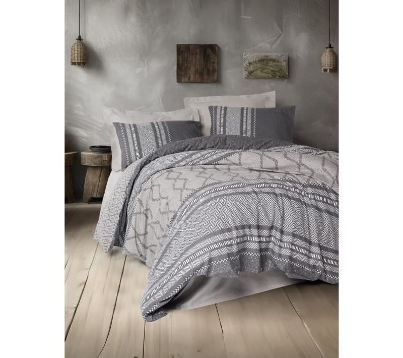 Parure De Lit - 1 Housse De Couette 220 X 240 Cm + 2 Taies D'oreiller 60 X 60 Cm - Vison