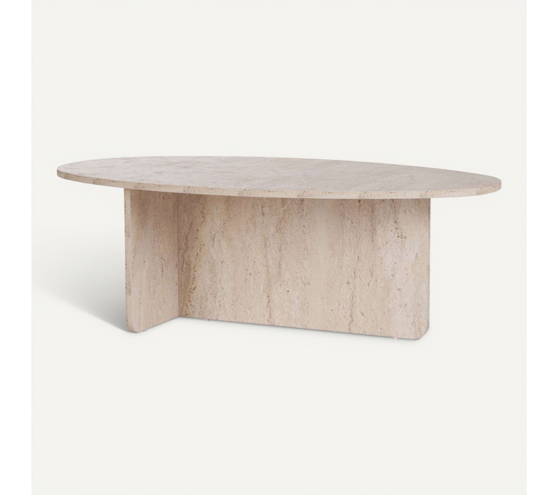 Oris - Table Basse Organique Effet Travertin 120x65cm - Beige