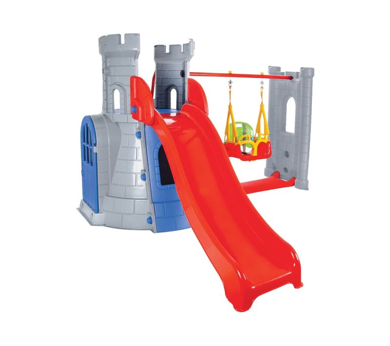 Château Pour Enfants En Plastique Avec Toboggan Et Balançoire Ensemble Castle Slide Et Balançoire