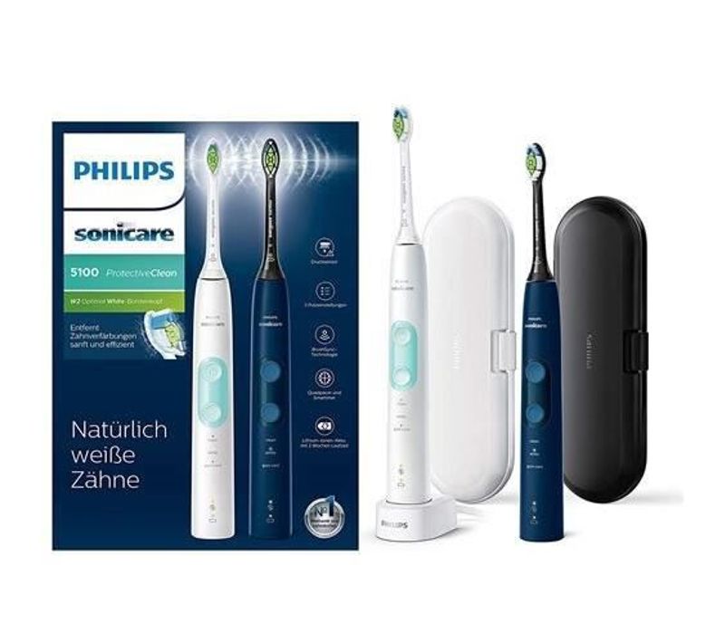 Lot De 2 Brosses À Dents Électriques - Blanche Et Noire - Sonicare Protectiveclean 4500 Hx6851/34