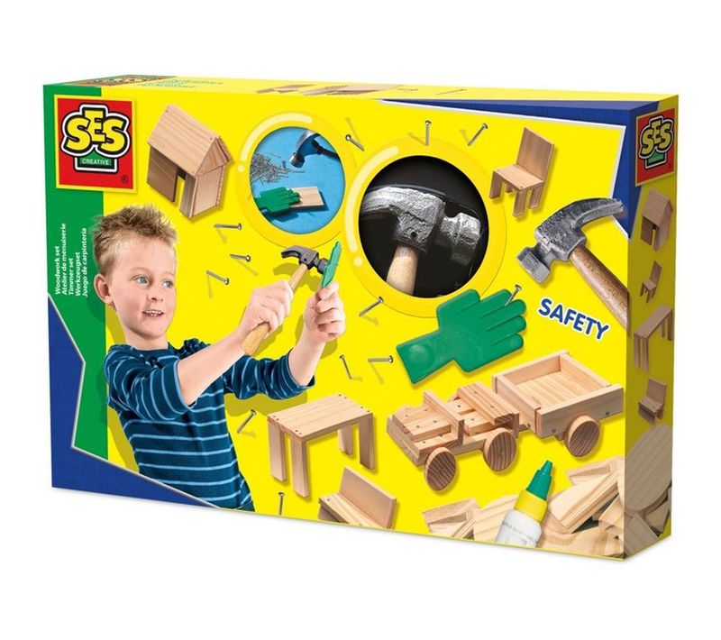 Atelier De Menuiserie Enfant – Kit 57 Pièces Avec Marteau Et Accessoires