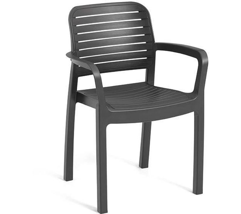 Lot De 6 Fauteuils De Jardin - Chloe - Aspect Rotin Tressé - Gris Graphite