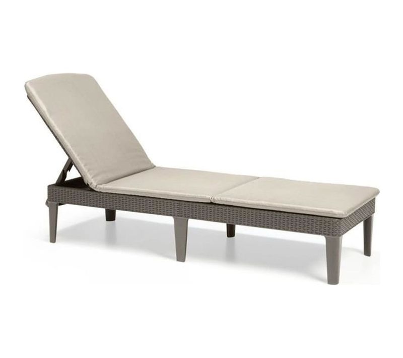Bain De Soleil Réglable Cappuccino Avec Coussin, 4 Positions, 187 X 58 X 29 Cm