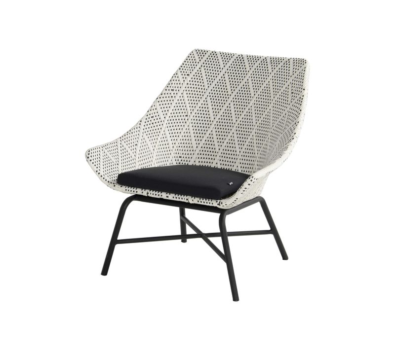 Delphine - Fauteuil De Jardin Gris Clair Et Noir En Résine, Aluminium Et Osier. L-h-p : 77-86-70 Cm