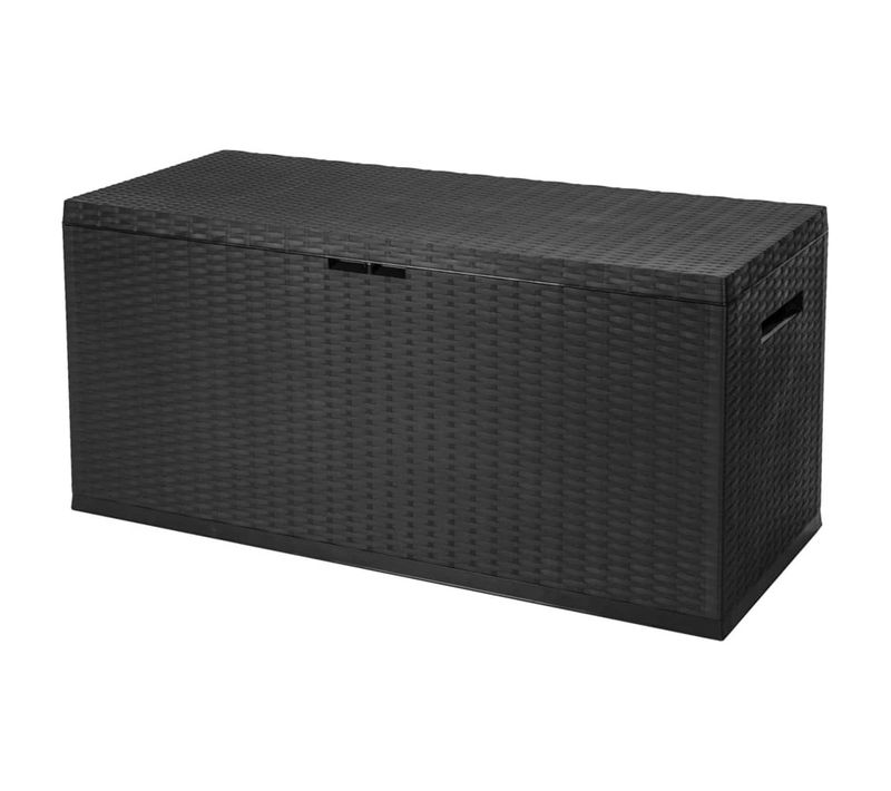 Boîte De Rangement De Jardin 312 L Gris Foncé Stockage Organisateur Terrasse Extérieur