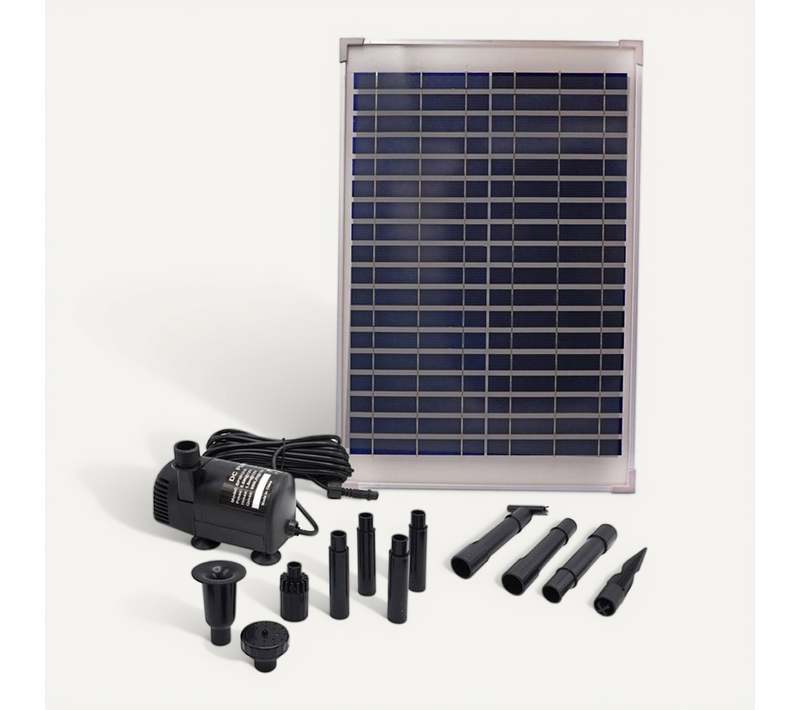 Kit Fontaine Solaire Solarmax 1000 - 1350 L/h, Panneau 20 W, Volc. Et Cloche