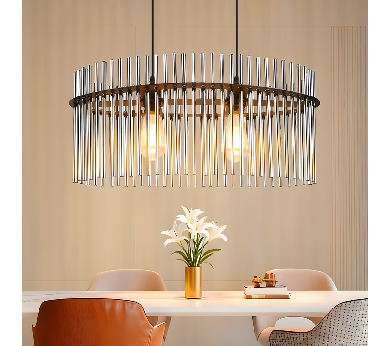 Suspension 2 Flammes E27 Verre Noir Pour Cuisine Salon (sans Ampoule)