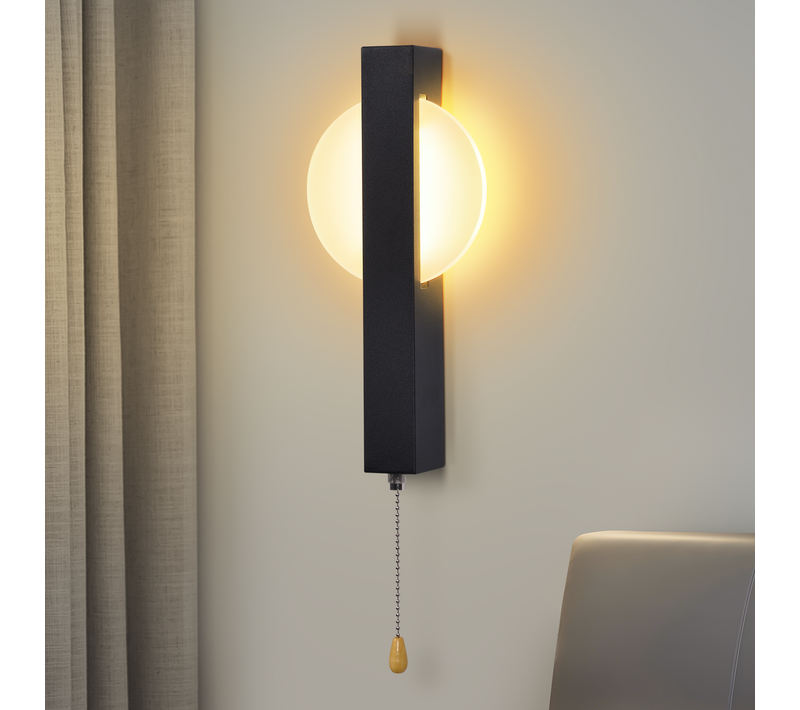 Applique Murale LED Intérieur 6w Moderne 3000k Noir Lampe De Chambre Pour Couloir