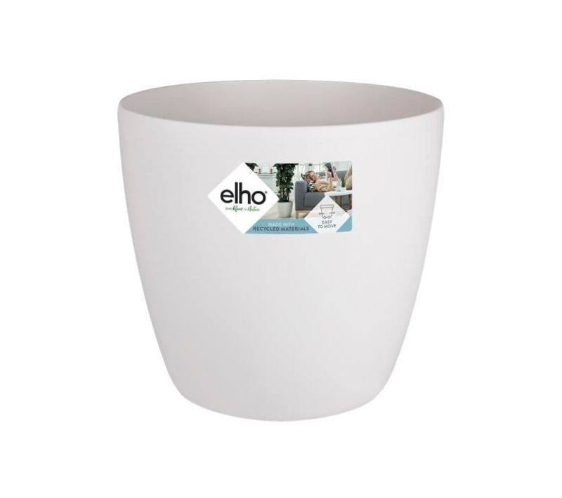 Brussels Pot De Fleurs Rond Roues 40 - Blanc - Ø 39 X H 37 Cm - Intérieur - 100% Recyclé