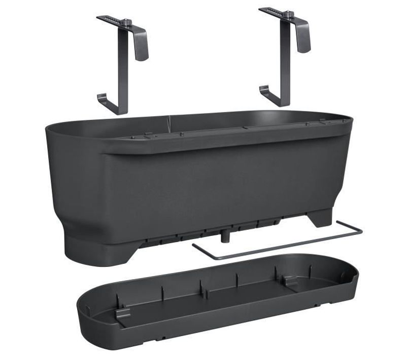 Pot De Fleurs - Greenville Easy Balcony 52 - Living Noir - Balcon - L 21.2 X W 52 X H 19.4 Cm