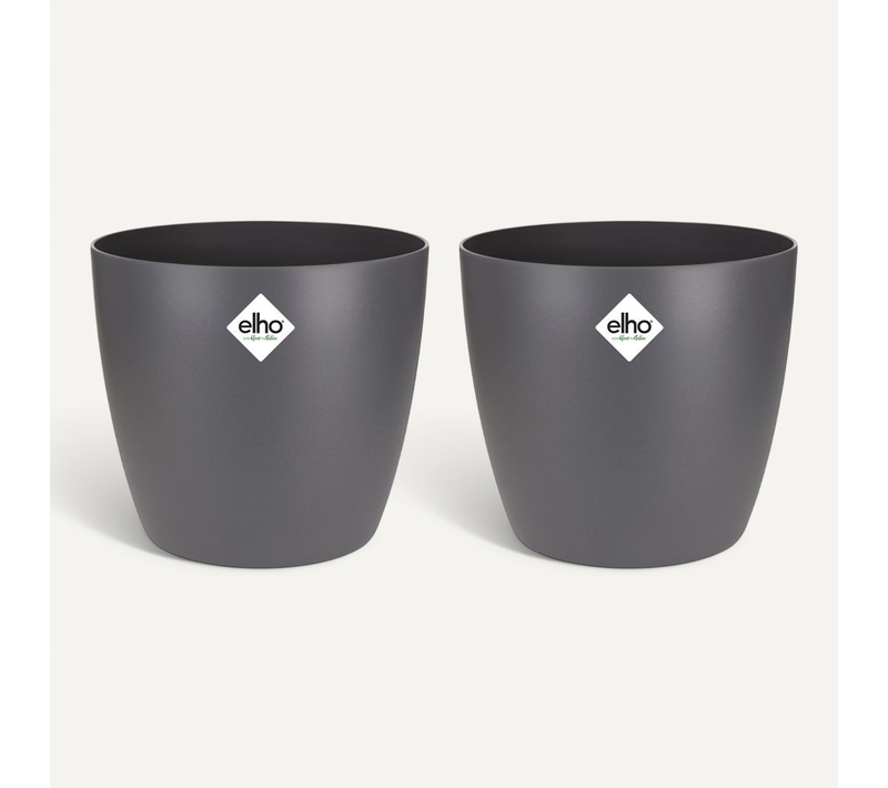 Lot De 2 Pots De Fleur Rond brussels - 17 L - Ø 25,1 X H 23.2 Cm - Noir