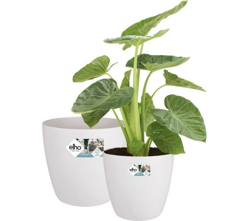 Lot De 2 Pots De Fleur Rond à Roulettes Brussels - Ø35 X H33 Cm Et Ø39 X H36,5 Cm - 55 L - Blanc